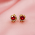 Flowral Crystal Studs  (Golden-Red)
