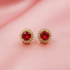 Flowral Crystal Studs  (Golden-Red)
