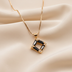 Crystal Square Pendant  (Golden-Black)