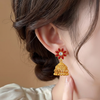 Traditional Flower Jhumka  (Golden-Red)