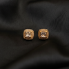Fancy Sqaure Gemstuds  (Golden-White)