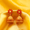 Traditional Flower Jhumka  (Golden-Red)