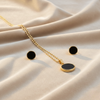 Gold-Tone Circle Pendant & Stud Set (Golden-Black)