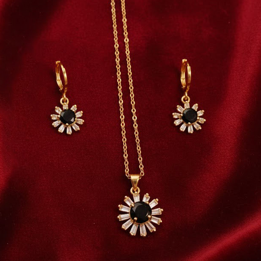 Golden Black Nacklace Set  (Golden-Black)