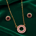 Red Pave Circle Set  (Golden-Red)