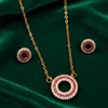 Red Pave Circle Set  (Golden-Red)