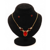 Oval Statement Nacklace Set  (Golden-Red)
