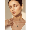 Gold-Tone Circle Pendant & Stud Set (Golden-Black)
