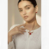 Oval Statement Nacklace Set  (Golden-Red)