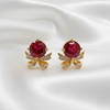 Bow & Gemstuds  (Golden-Red)