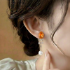 Pearl Shine Drop Hoops (Golden-White-Tiger)