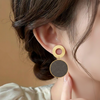 Double Disc Drop Studs  (Black-Golden)